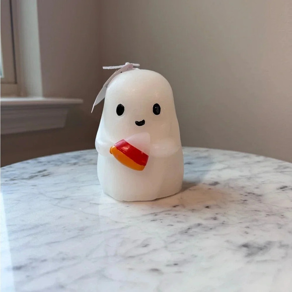 Goblin and Ghoul Ghost Candle with Candy Corn - Picture 1 of 4